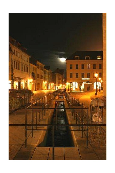 Bachlauf in Coswiger Straße bei Nacht © Lutherstadt Wittenberg